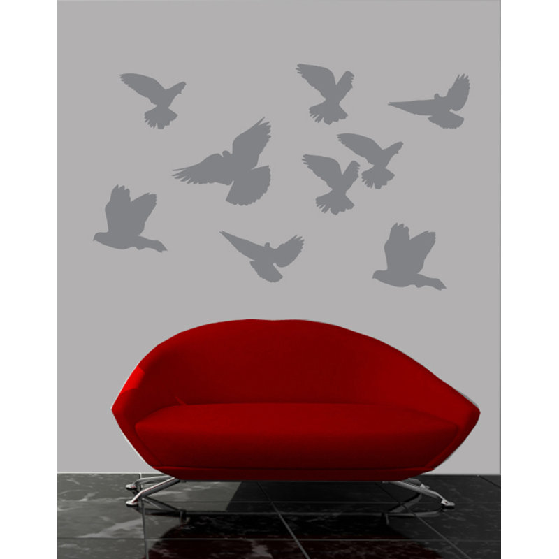Décalcomanie murale sihouette mixed oiseaux, Gris