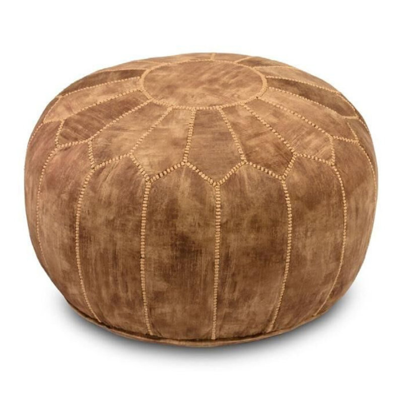 Headley Upholstered Pouf, Velvet Terra
