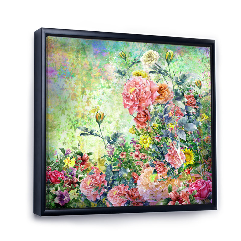 «Modern Modern Pink And Green Summer Garden III», reproduction d'art sur toile, H 16 po x l 16 po x P 1 po