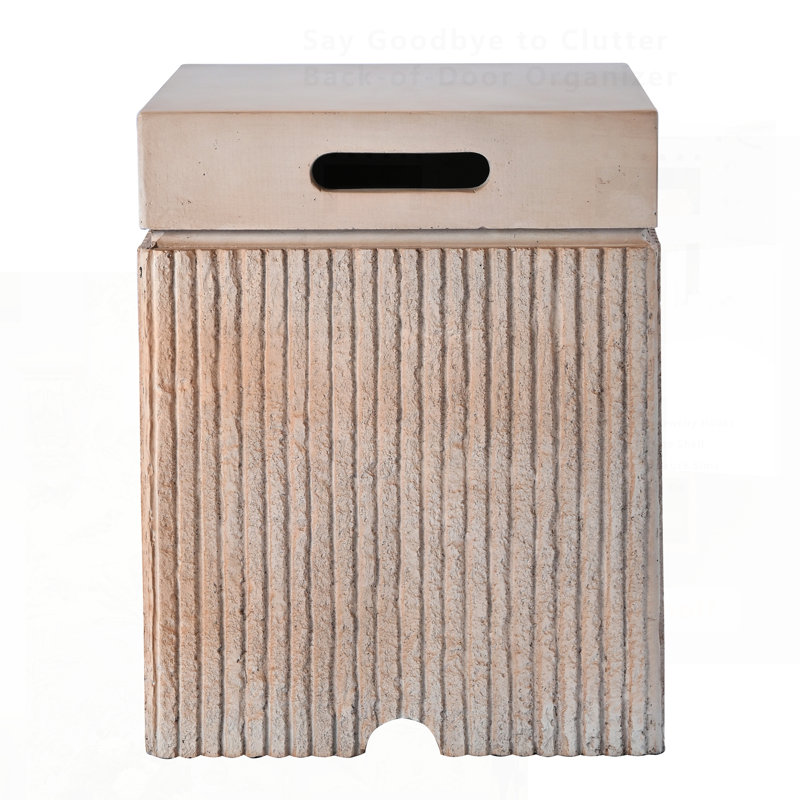 Outdoor Propane Tank Cover Table With Vertical Slats, MGO Propane Holder Hideaway For 20 Lb Gas Tank, Square Top Side Table With Handle Slots, Propane Not Included, Suitable For Patios