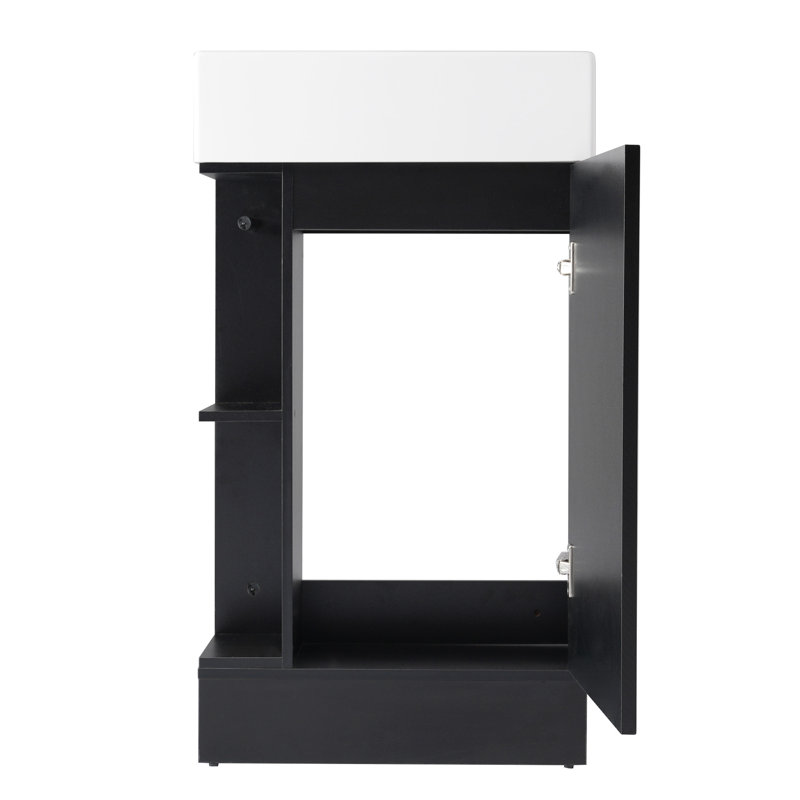 Versatile Bathroom Vanity With Sink, Cabinet, And Adjustable Shelf For Customizable Storage And Functionality., Black