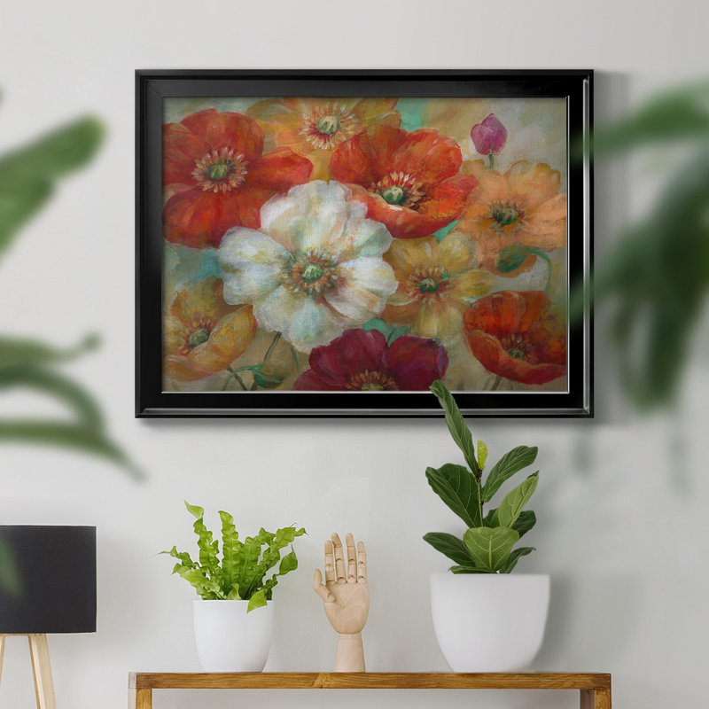 Poppycentric - Peinture sur toile encadrée, H 22,5 po x l 30,5 po x P 1,5 po, Noir