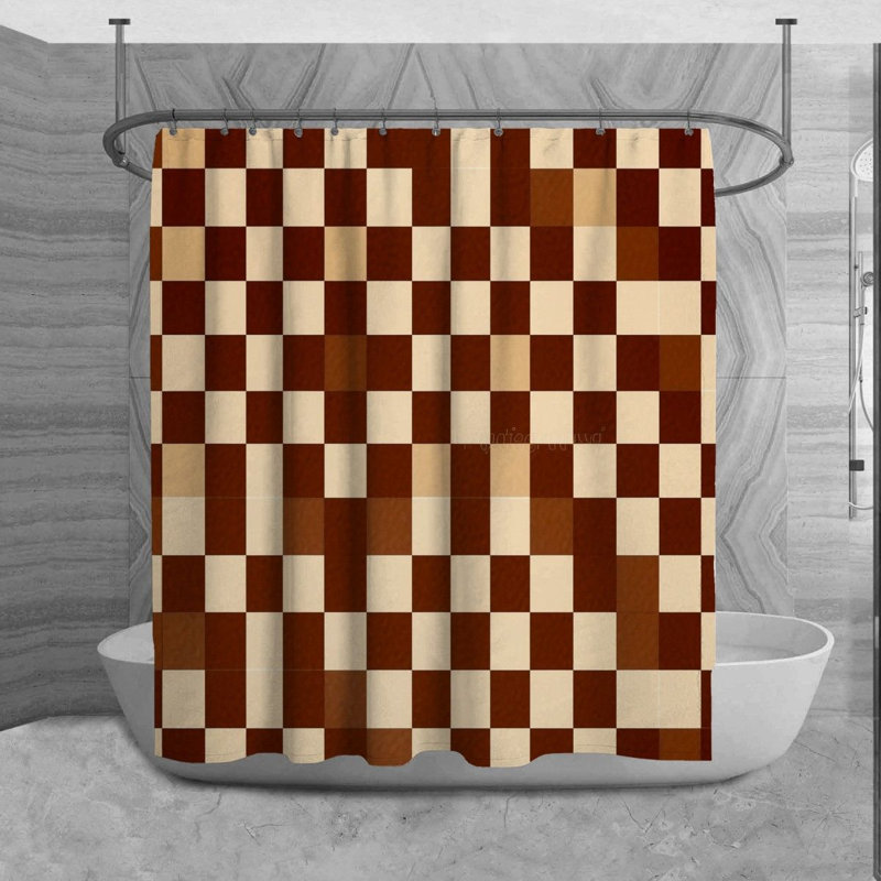 Rideau de douche à carreaux Mashli, H 93 po x l 70 po