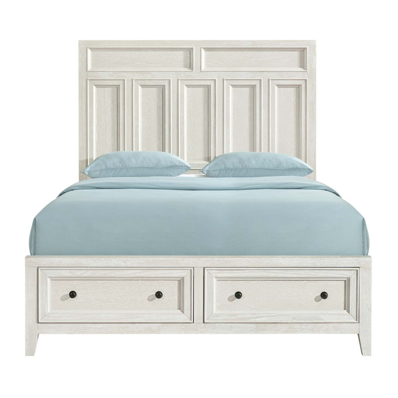 Grand lit avec rangement, Blanc