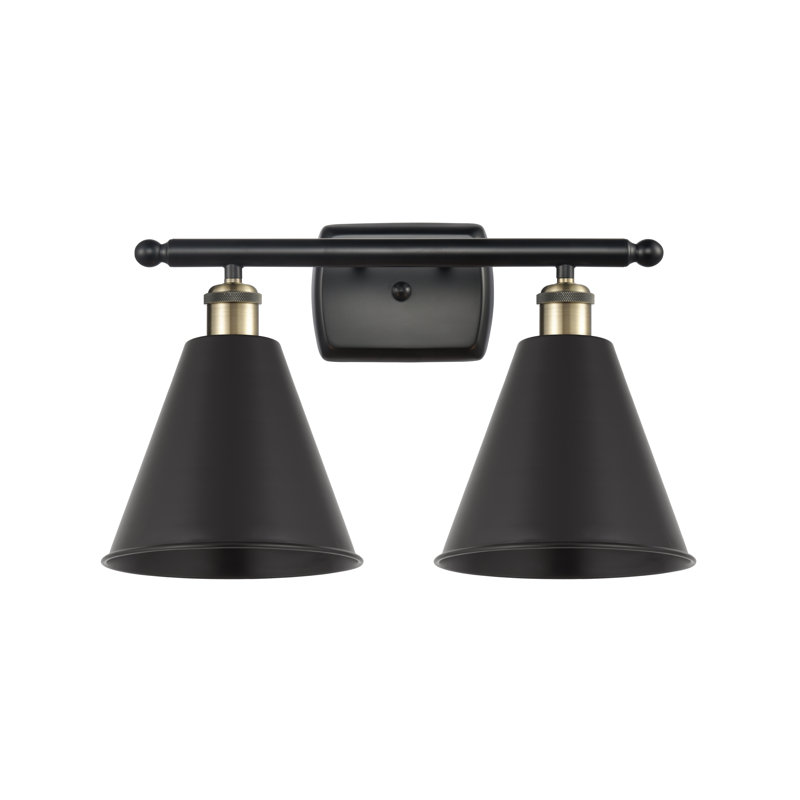 Éclairage pour salle de bain 2 lumières en laiton antique noir Aneika, DEL