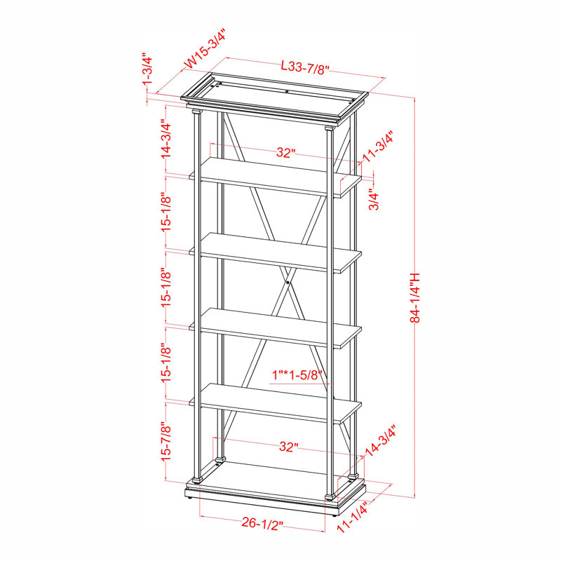 Ensemble de console et bibliothèque 2 pièces Kiven, gris