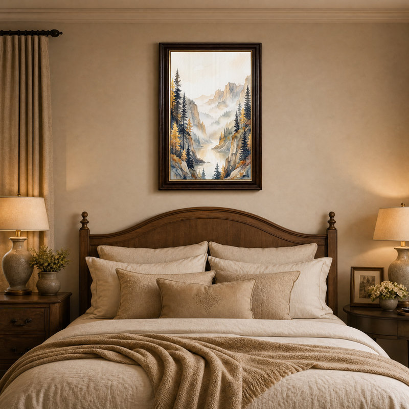 Art mural sur toile Misty Mountains River, H 18 po x l 12 po