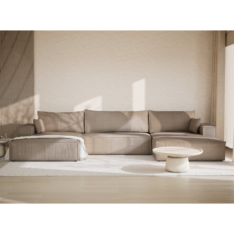 6 Seater Reclining Corner Sectional, Beige