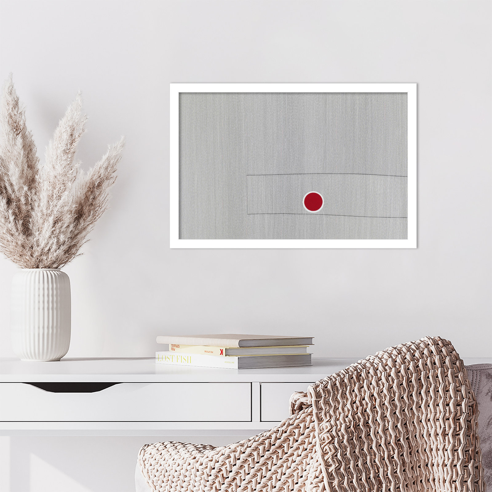 Grey Drawing Fifty Seven Print, White, 14" H x 21" W x 1" D