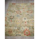 Oxford Hand-knotted Ghazni Wool, Light Green Area Rug