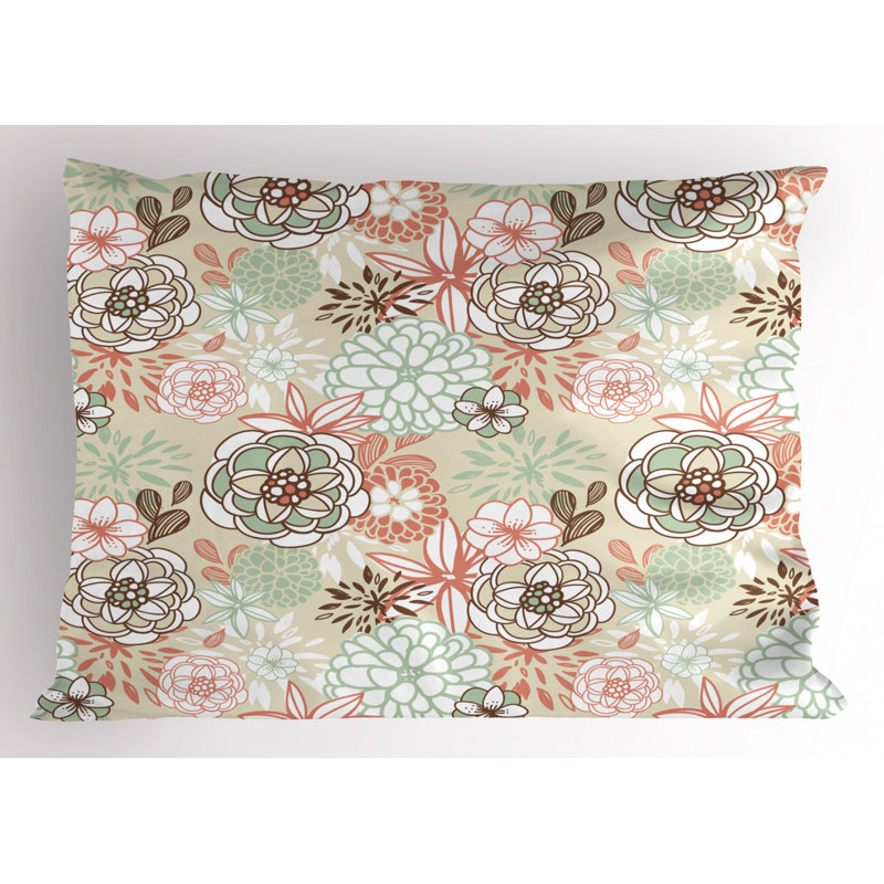 Flowers Polyester Floral Sham Set, Queen