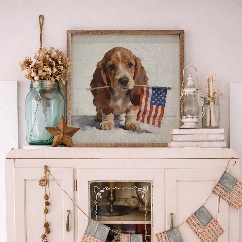 Basset hound, animaux de compagnie patriotiques, H 4 po x l 4 po