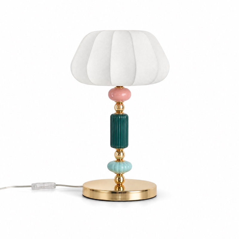 Colorful Ceramic Table Lamp with White Fabric Shade