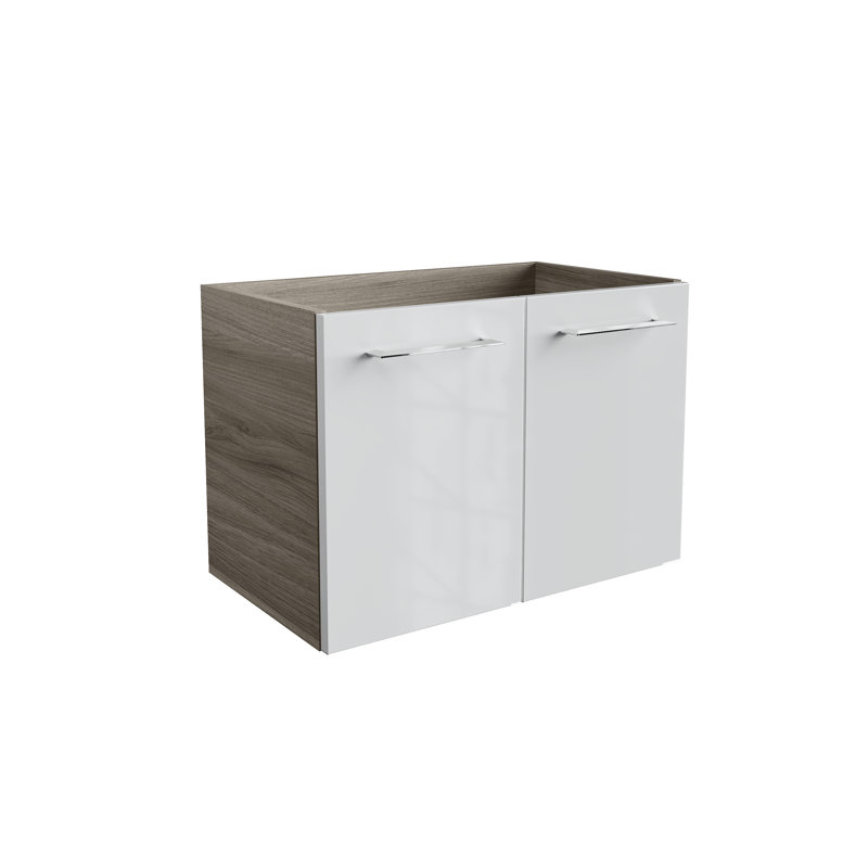 Lima 60cm Single Bathroom Vanity Base Only, Stone ash/White