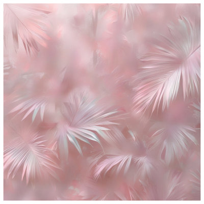 Pink Palm Leaves Bath Mat
