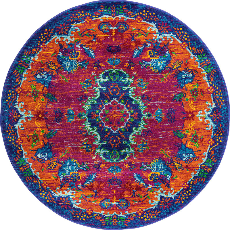 Floral Indoor Rug, Round 5'3"