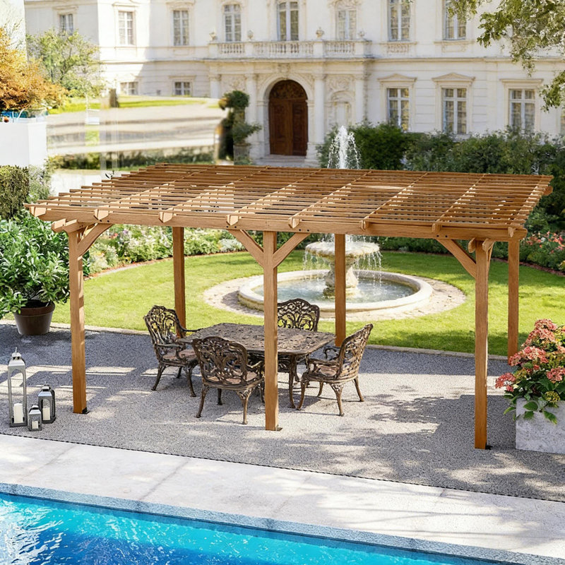 Pavillon de jardin en bois, treillis de pergola d'extérieur, Brun