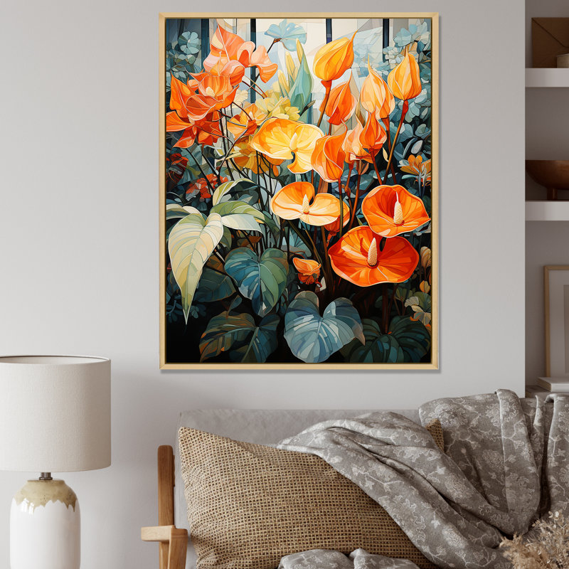 Jardin horticole cubiste, reproduction d'art sur toile, Cadre naturel flottant, H 20 po x l 12 po x P 1 po