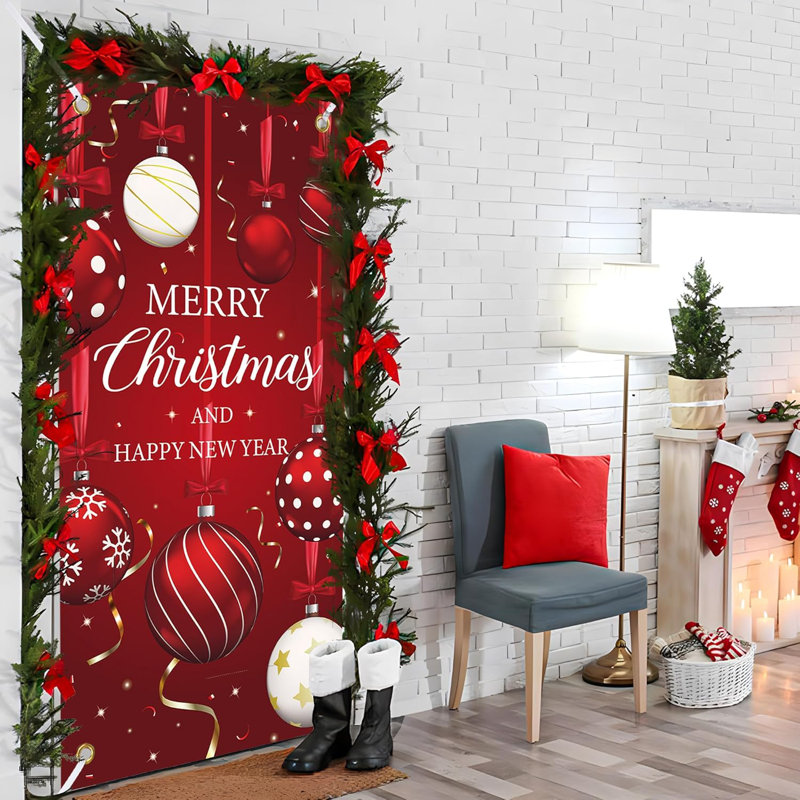 Décoration de porte de Noël Porte de Noël en tissu Merry Christmas