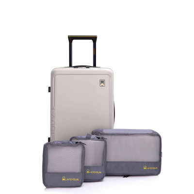 19 po + 3 pièces Sac de rangement doublé, bagage à main trois pièces, valises à roulettes, valise de transport légère en ABS, bagage rigide