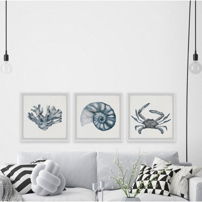Lage bleu-gris-bleu triptyque
