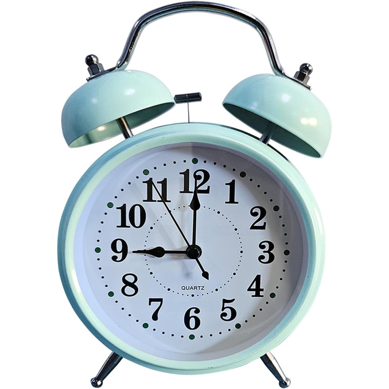 Quartz Movement / Crystal Alarm Tabletop Clock, Mint Green