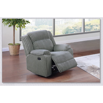 Fauteuil inclinable à mouvement simple en velours côtelé fumé avec siège texturé moelleux pour le confort du salon