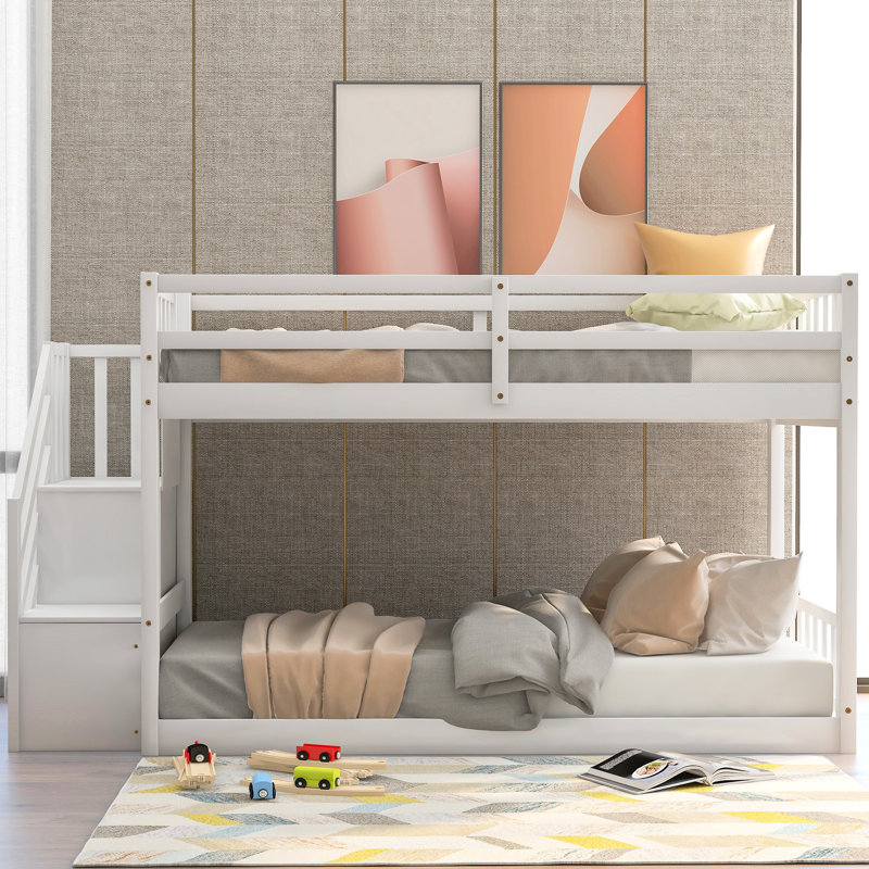 Lit superposé simple au-dessus de rangement blanc - sécuritaire et élégant, fabriqué en pin avec une construction solide captivante pour l'intérêt
