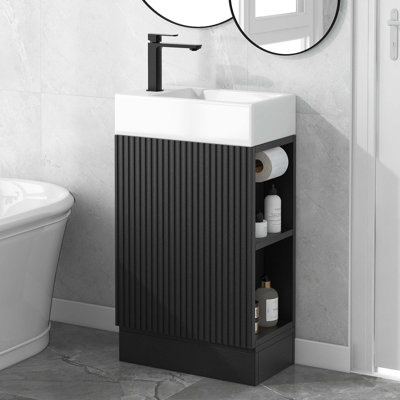 18.6" Bathroom Vanity With Sink, Cabinet With Two-Tier Shelf, Left Or Right Orientation