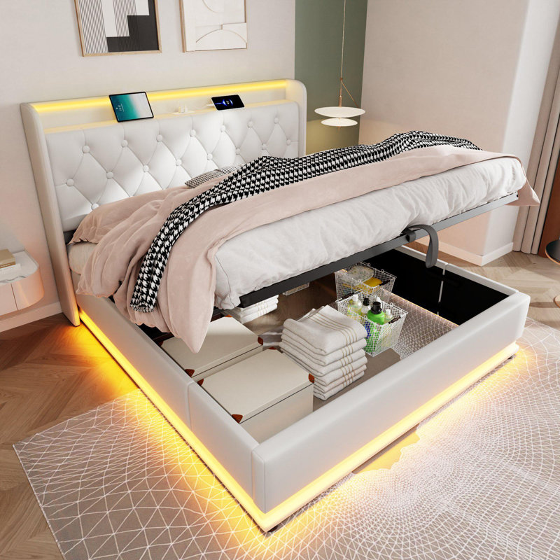 Upholstered Ottoman Storage Bed, 163 x 219cm