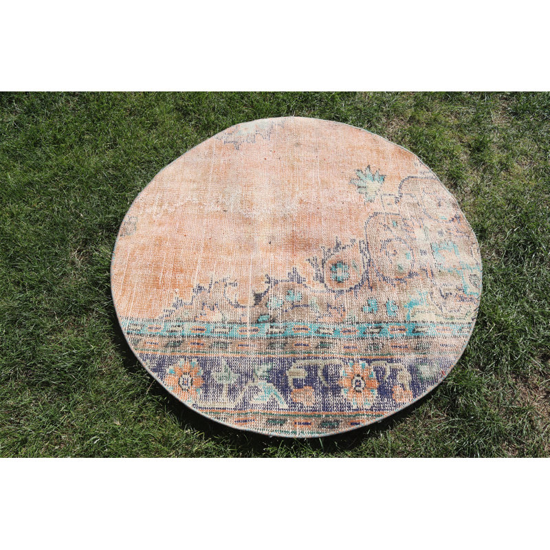 Tapis turc vintage rétro Anatolian beige délavé pour le salon et les petits tapis de porte