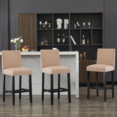 Upholstered Bar Stool With Solid Wood Frame
