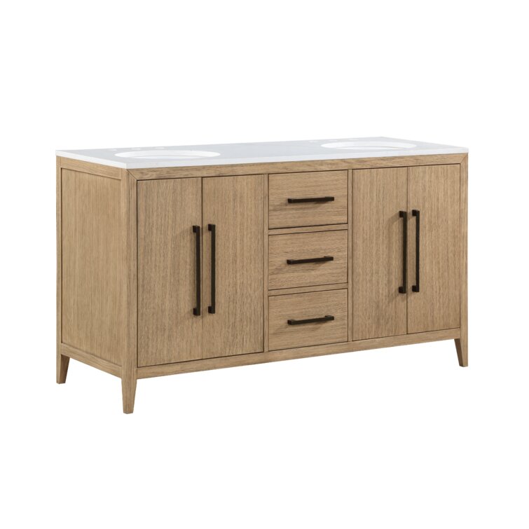 Alsup 60 Double Bathroom Vanity Set Mercury Row Base Finish: Wire Brushed Oak