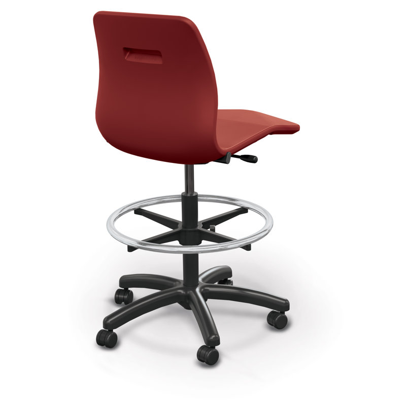 Tabouret de classe à cinq pieds avec roulettes Opti + 33 po, Rouge