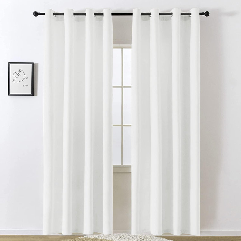 Velvet Noise Reducing Room Darking Grommet Curtain Panels for Home & Office, 52" W x 120" L, White
