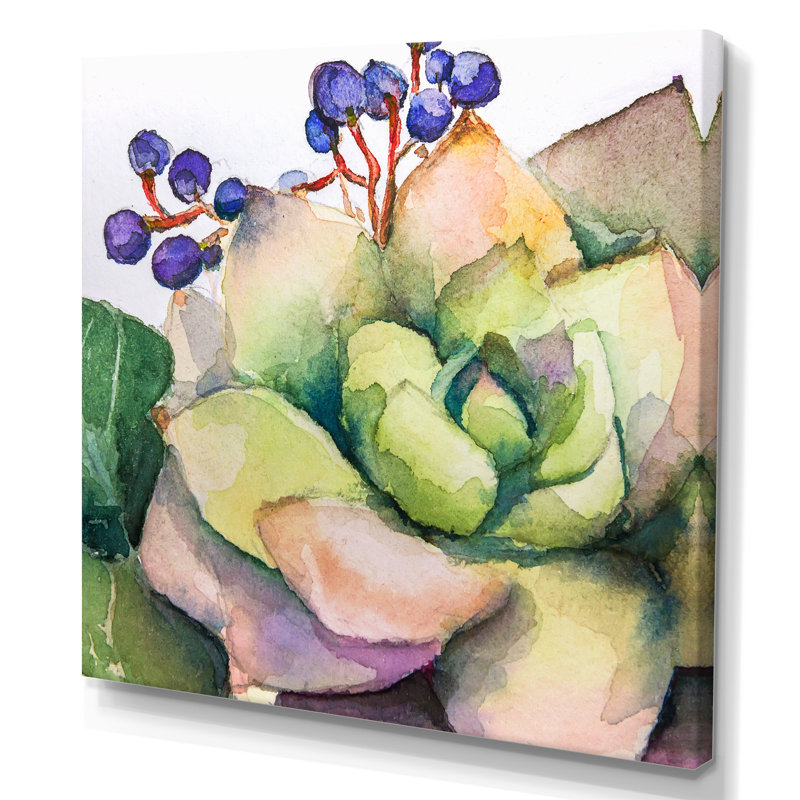Peinture de fleurs succulentes III - sur, H 30 po x l 30 po x P 1 po, Toile tendue