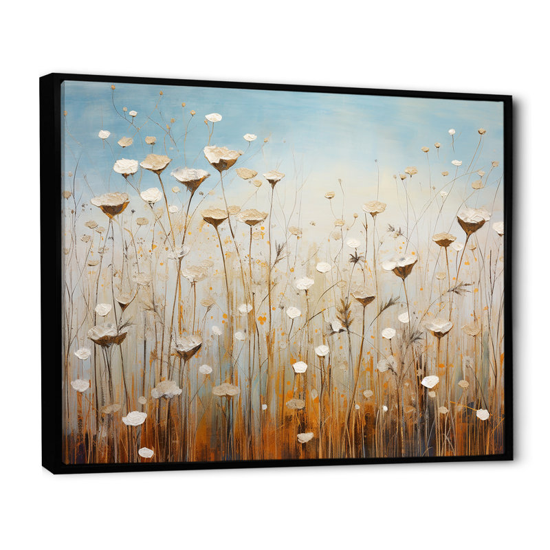 Minimalisme prairie magique sur toile, Cadre flottant noir, H 24 po x l 32 po