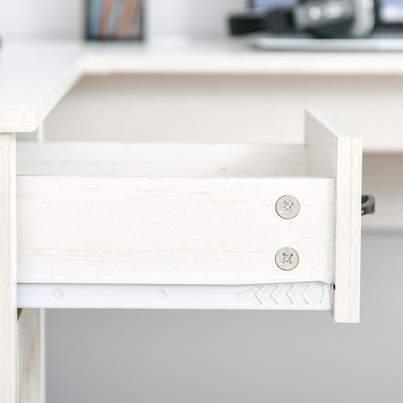 Bureau en L avec rehausse, Blanc