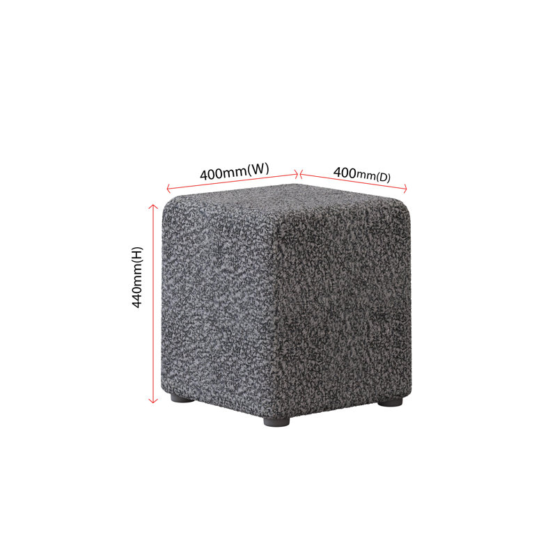 Manufactured Wood Accent Stool, Boucle, Granite