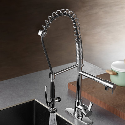 Robinet de cuisine monocommande à 1 trou à fixation sur comptoir Kingston Brass Continental