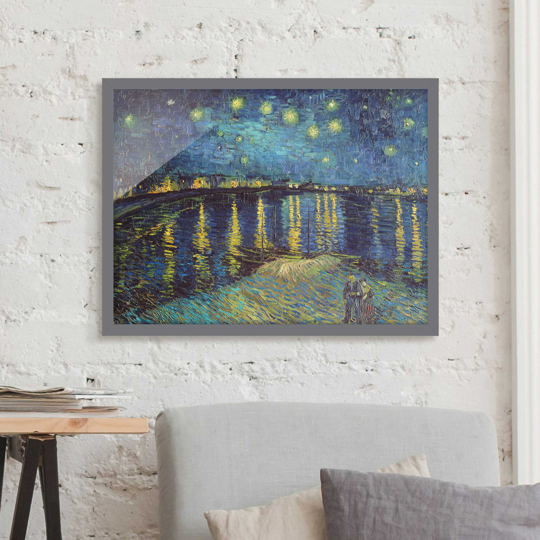 Gerahmtes Poster Sternennacht über der Rhône von Vincent van Gogh