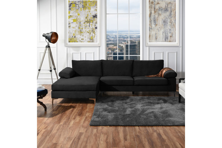 Martello 101" Wide Velvet Left Hand Facing Sofa & Chaise