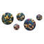 «Gold Leaves Charm in Winter I» - ensemble d'art mural rond 5 feuilles