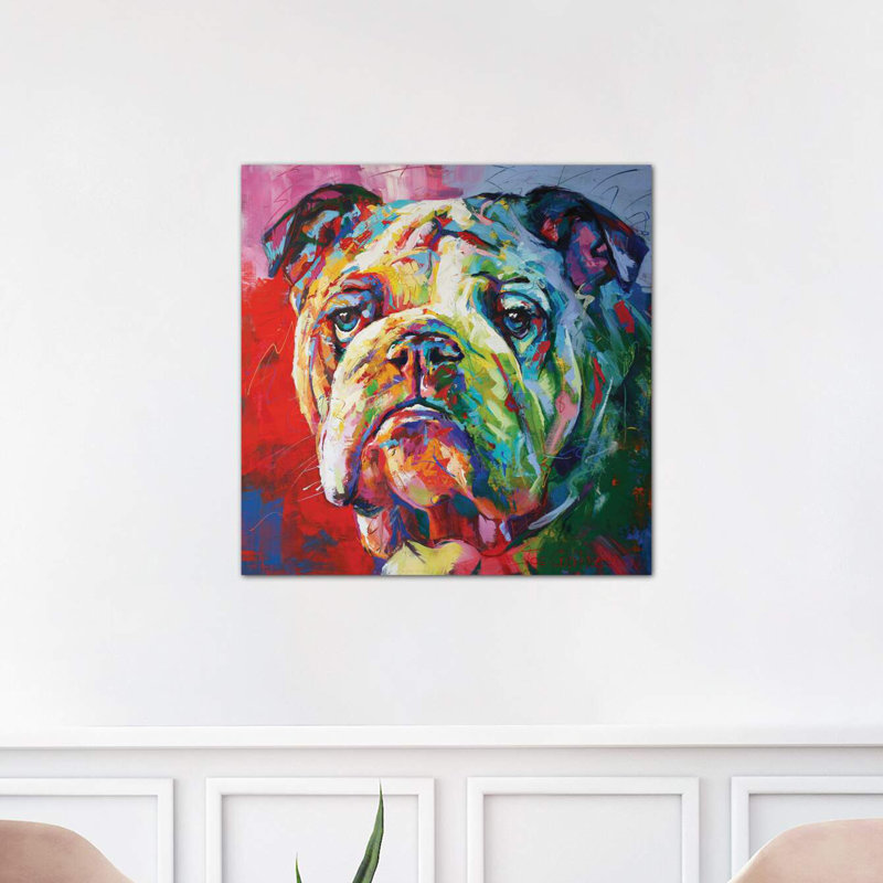 Bulldog 1 Piece Wrapped Canvas Painting, 66.04 cm H x 66.04 cm W x 1.91 cm D