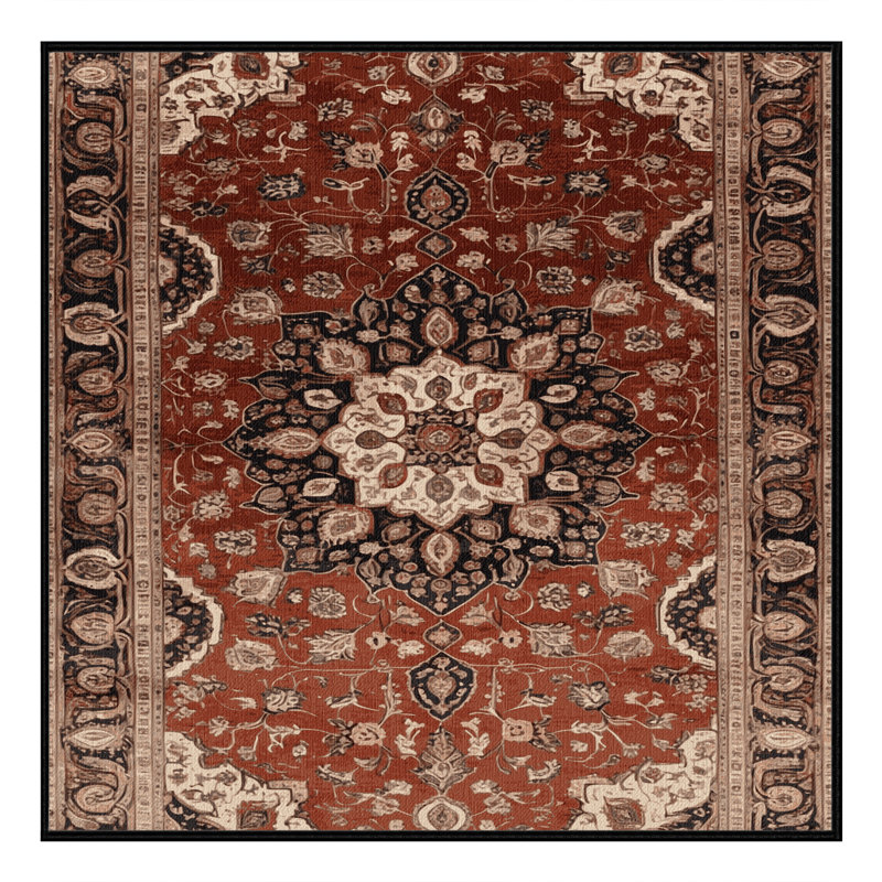 Machine Washable Persian Brown Area Rug, Square 5'