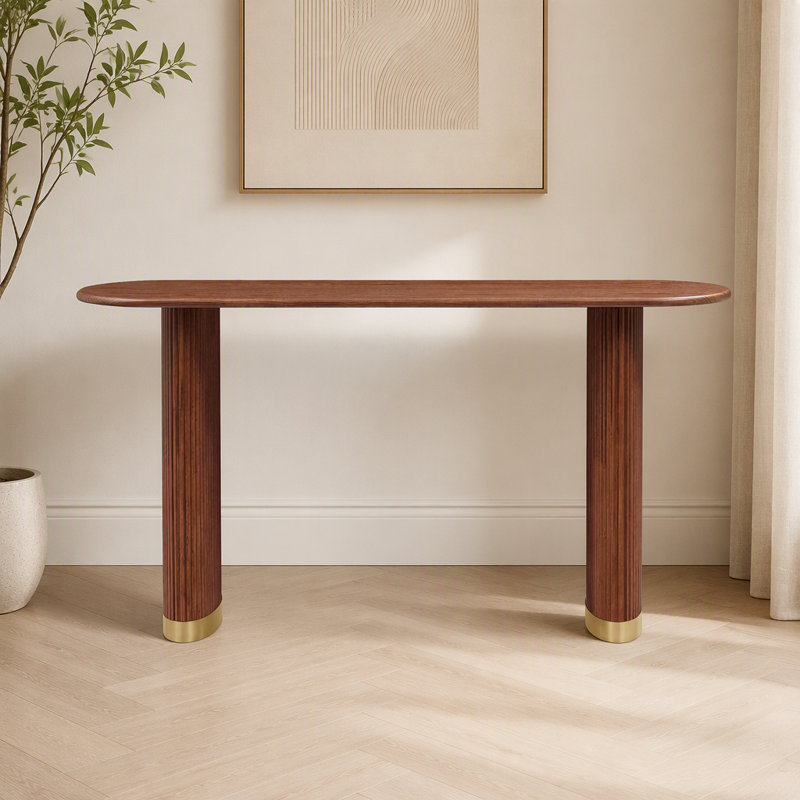 Table console étroite, table basse, Brun, Brun, Brun