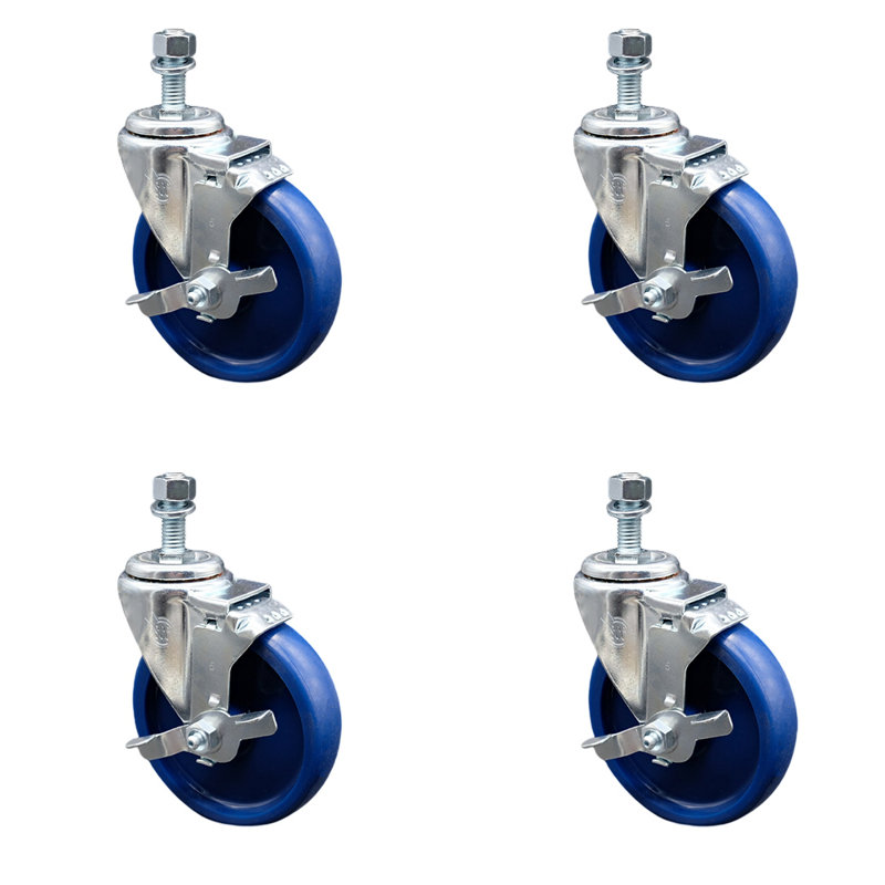 Roue en polyuréthane pivotante avec roulettes à tige filetée de 12 mm avec frein
