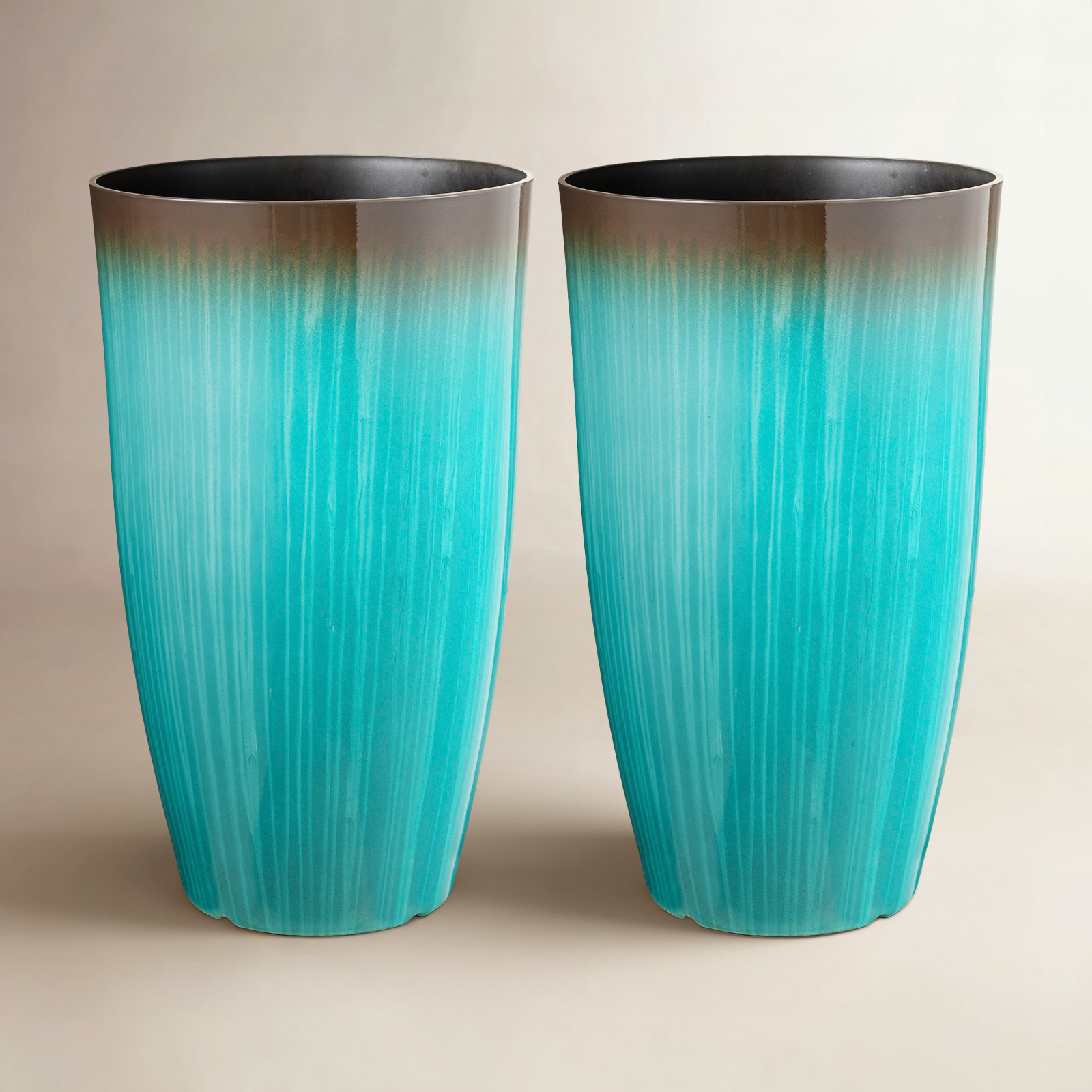 Pot Planter, Gradient Turquoise, 23.5"H X 13.75" W X 13.75"D