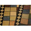 Tapis géométrique bleu / brun clair en laine noué à la main 4 pi x 5 pi 4 po Geometric