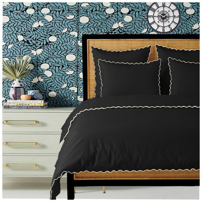 400TC Cotton Small Scallop Embroidery Duvet Cover Set